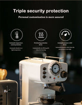 Steam Home Coffee Machine 15bar High Power Pressure Retro Espresso Coffee Machine